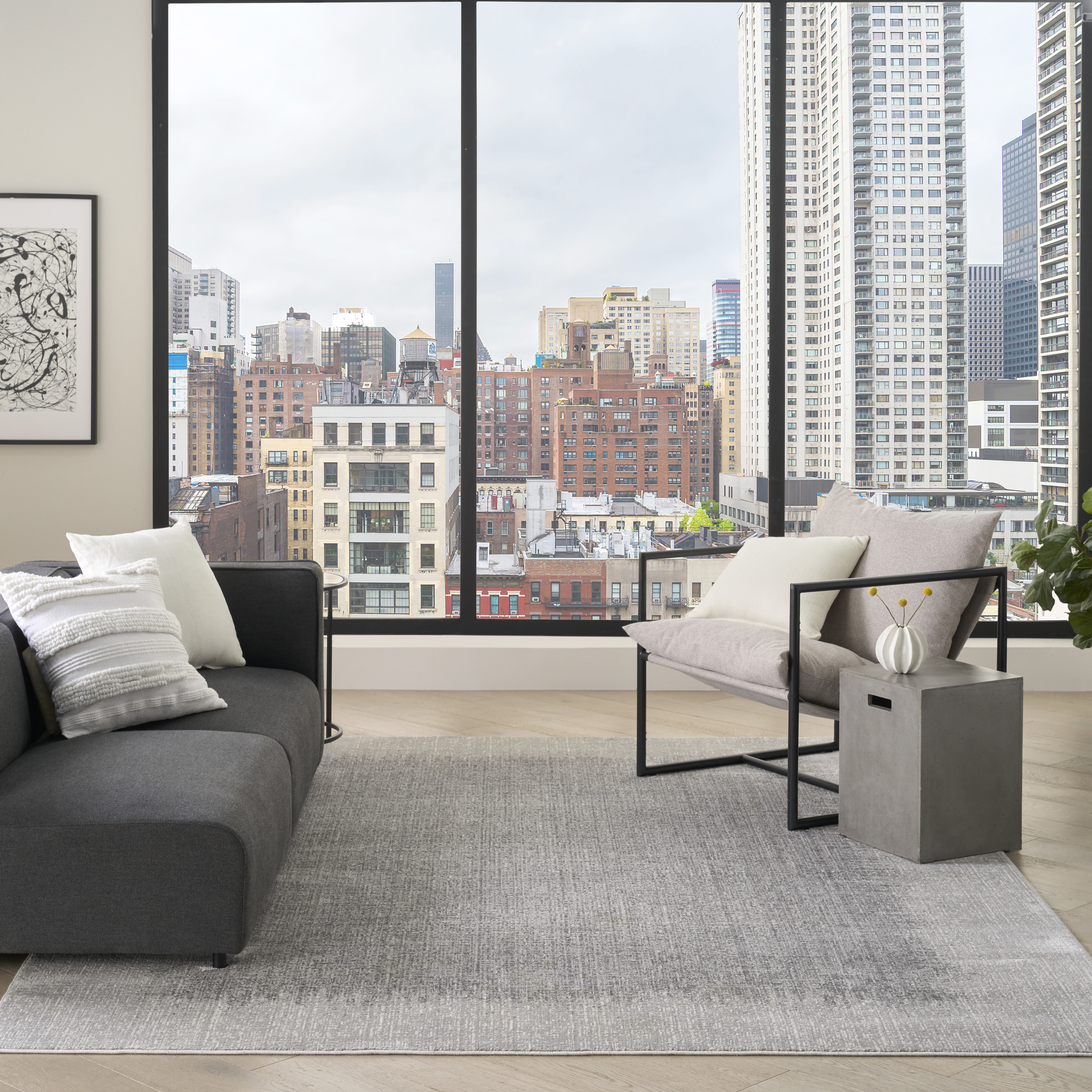DKNY Grand Street 9' x 12' Light Grey Modern Indoor Rug