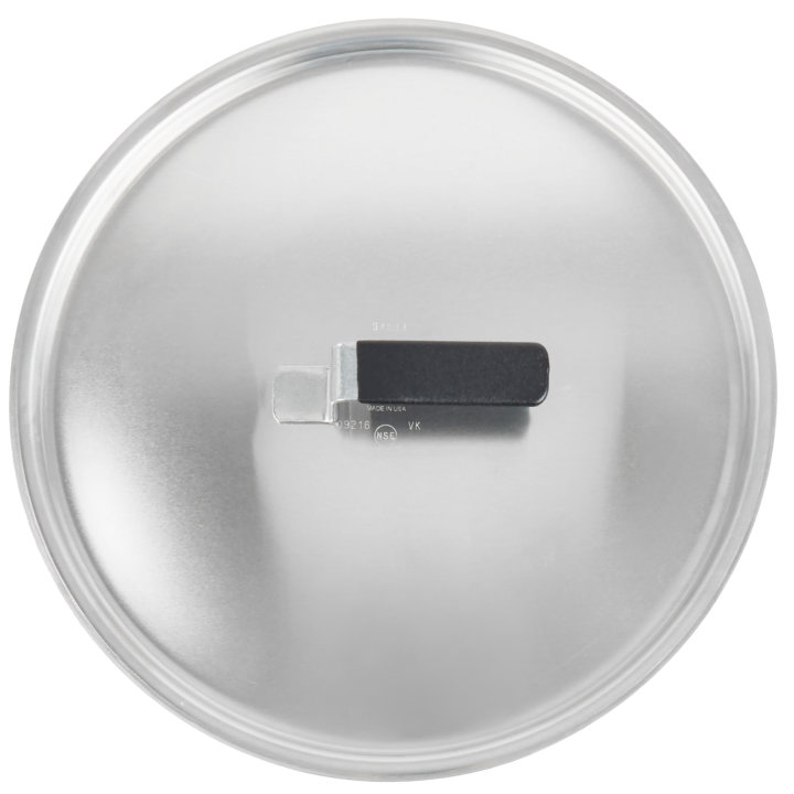 13 9/16-inch Wear-Ever® domed aluminum cover with satin finish and dipped handle
