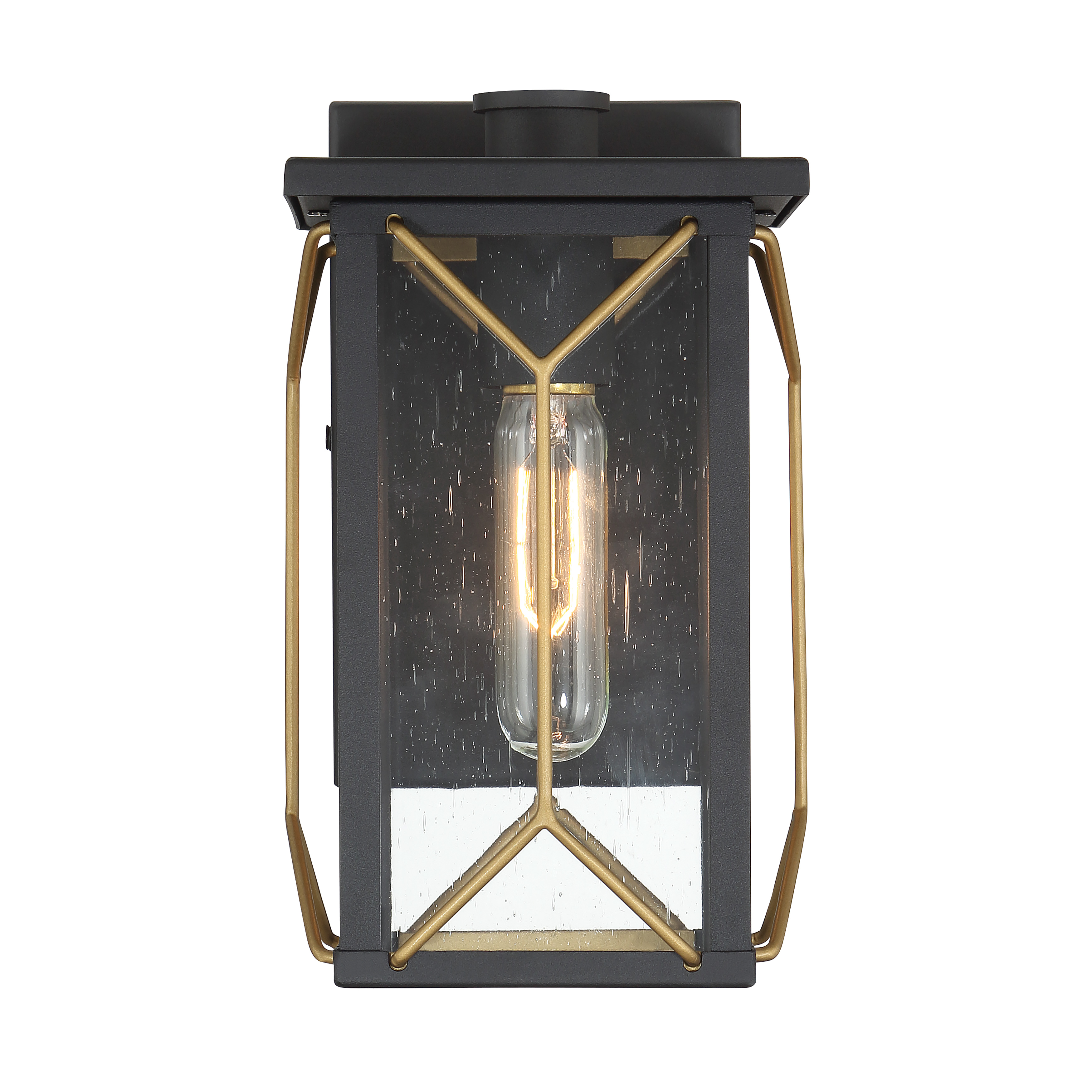 1 Light Outdoor Wall in Sand Coal and Mystic Gold Finish with Clear Seeded Glass - alternate view