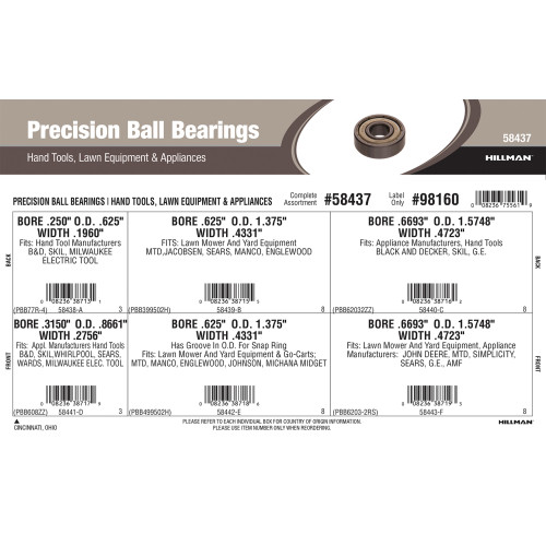 Precision Ball Bearings Assortment (Hand Tools, Lawn Equipment, & Appliances)