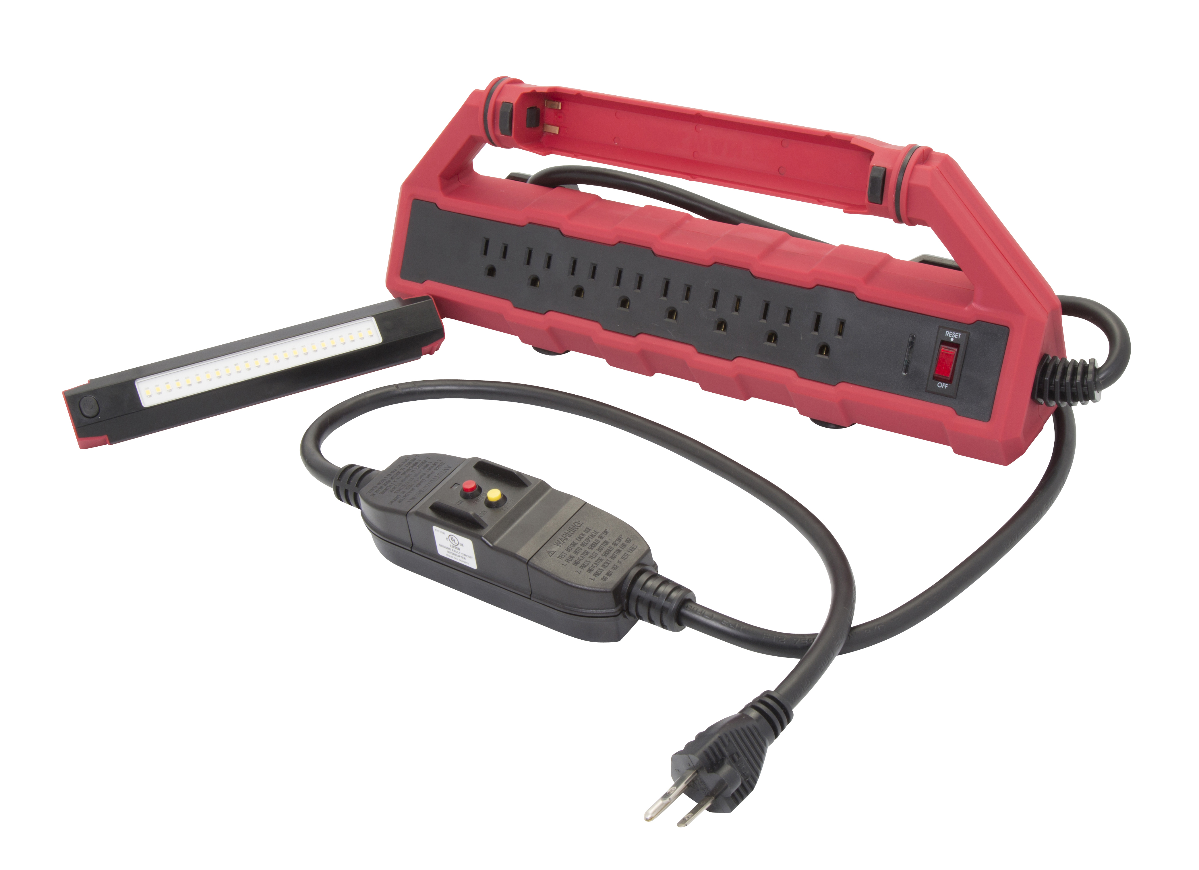 Steelman Pro 8 Outlet GFCI Power Strip 2 USB Outlets Detachable