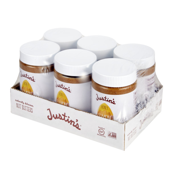 JUSTIN'S (r) Honey Almond Butter 6/16 Ounce . C1RA - Front Right Closed Case (Hi Res)