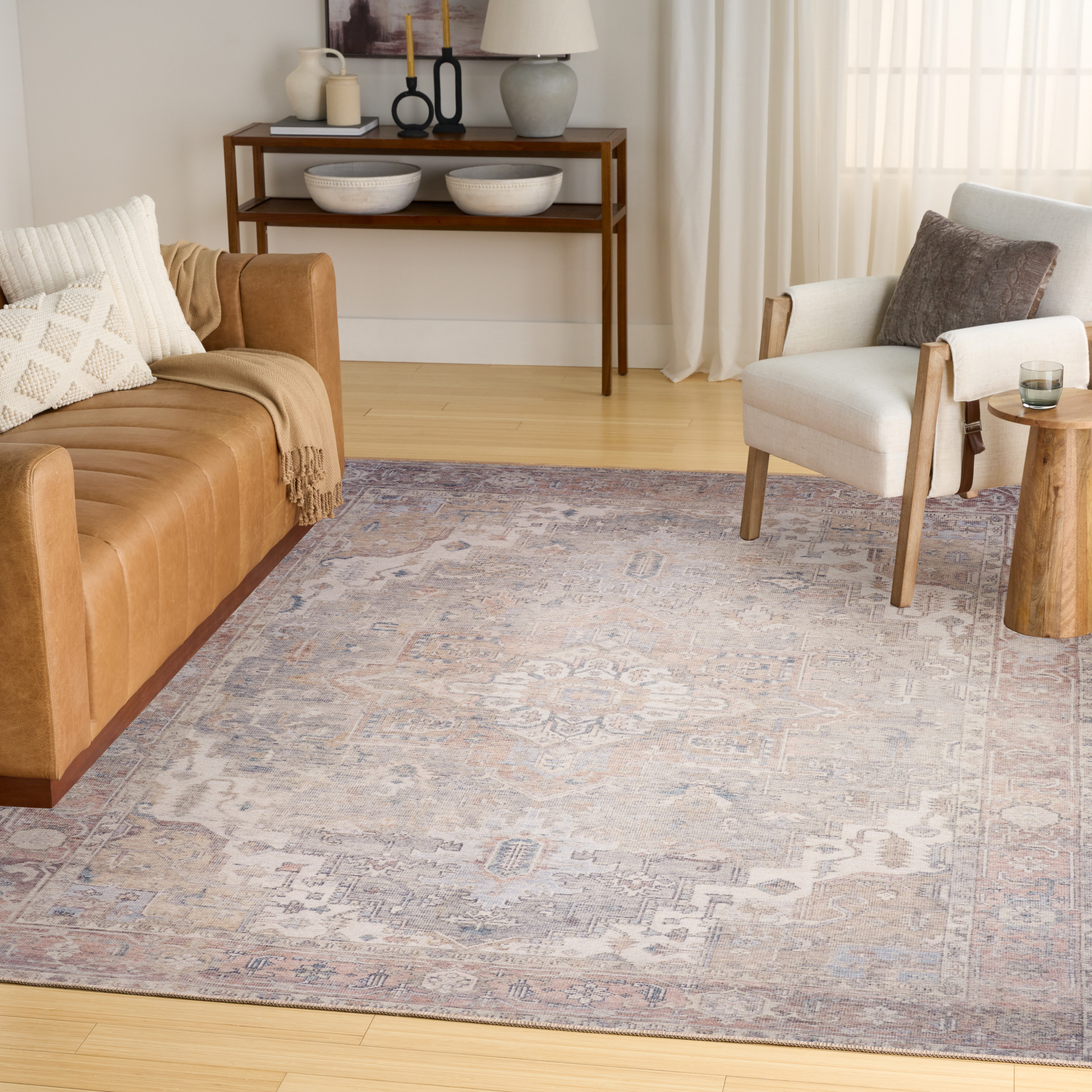 Nourison Vintage Washables 9' x 12' Light Blue Vintage Indoor Rug