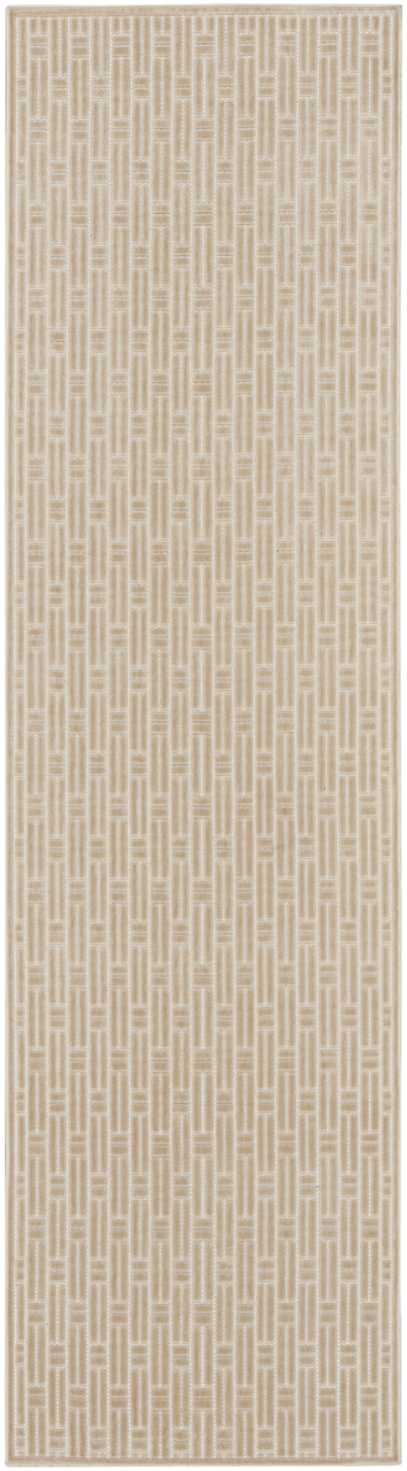 Nourison Washable Charm 2' x 6' Beige Ivory Modern Indoor Rug