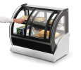 Refrigerated Curved Countertop Self-Serve Display Case, 48"2-tier 48-inch-wide 120-volt curved-glass refrigerated display case with front and rear access in black