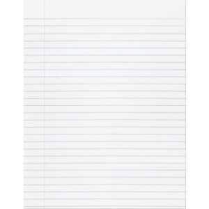 Composition Paper, White, Red Margin, 3/8" Ruled 8" x 10-1/2", 500 Sheets