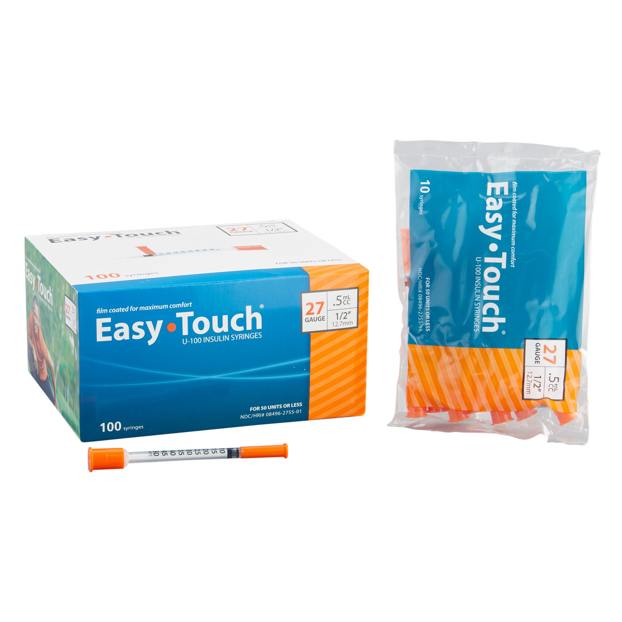 MHC Medical SYRINGE/NDL, EASY TOUCH .5CC 27GX1/2" (100/BX 5BX/CS)