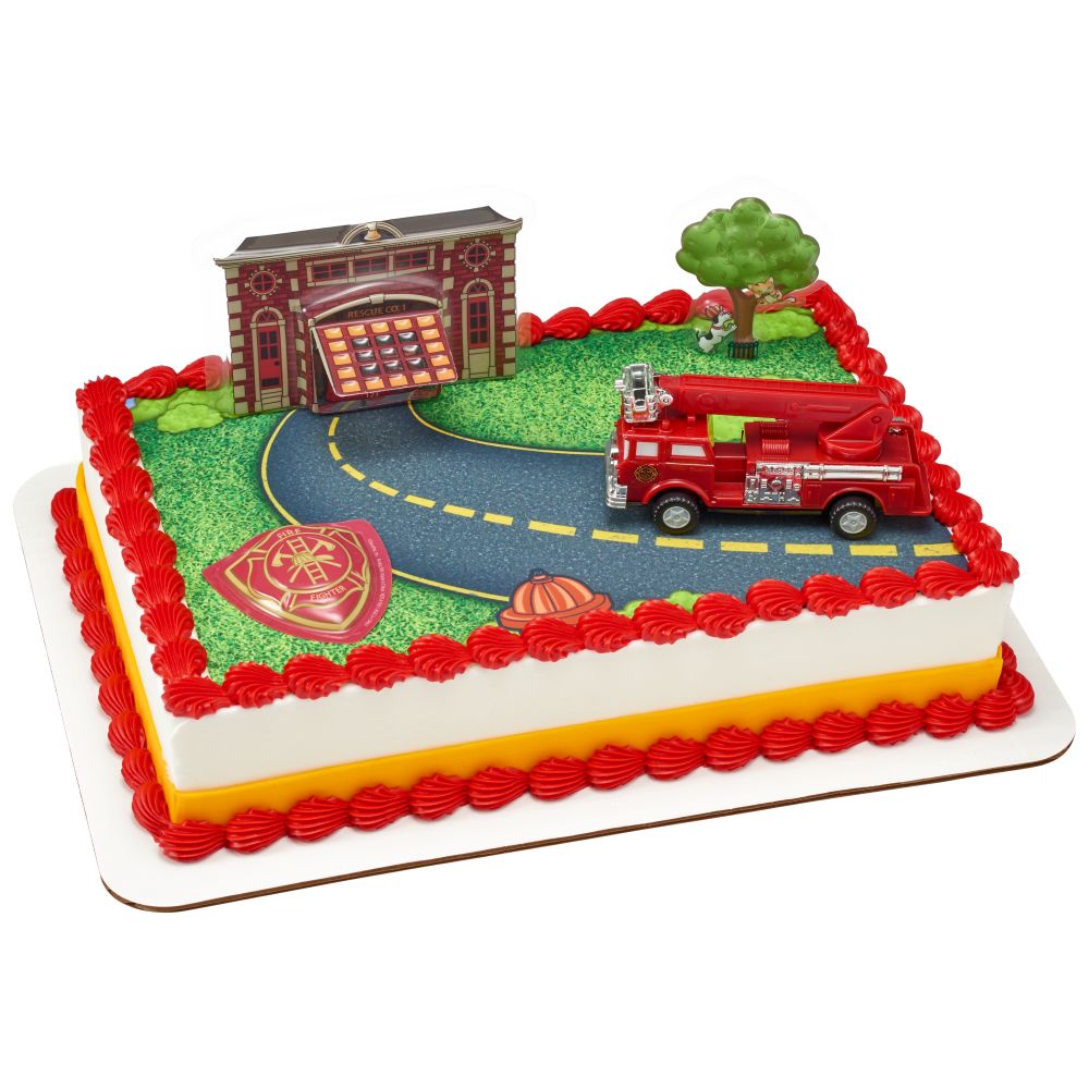 Image Cake Fire Truck and Station