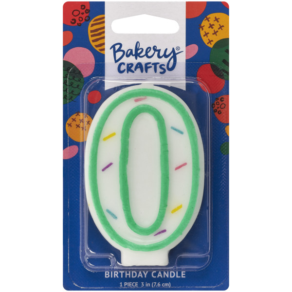 0 Green Sprinkle Numeral Candles