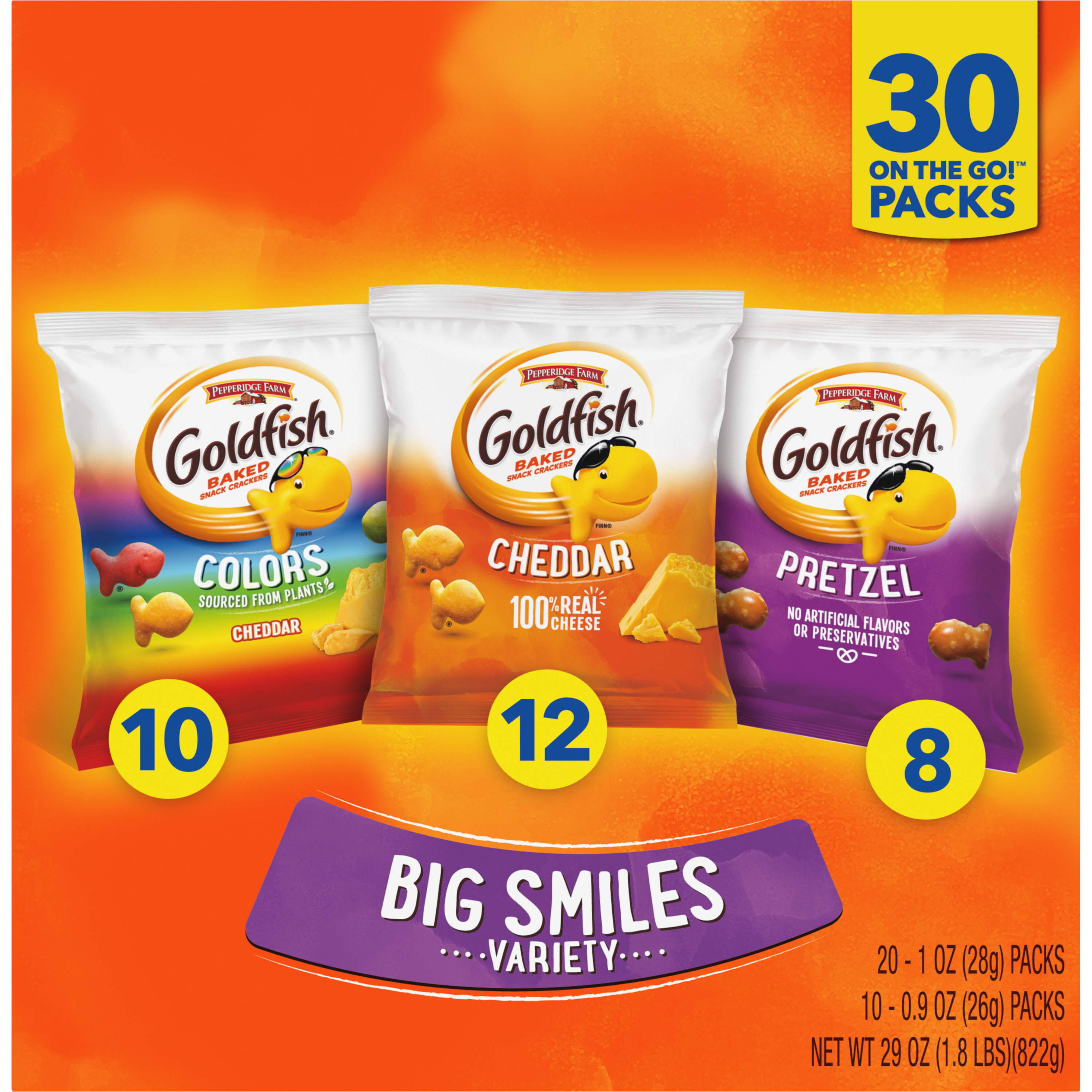 Goldfish® Big Smiles Variety, 30 count box, 29 oz, bag - Back Image