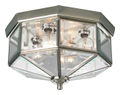 Beveled Glass Close to Ceiling Light Solid Brass 120V 25W Incandescent Lamp Flush Mount Gray 6.25 H x 11.25 W in.