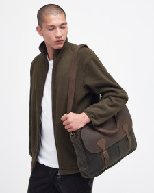 Waxed Leather Briefcase Olive