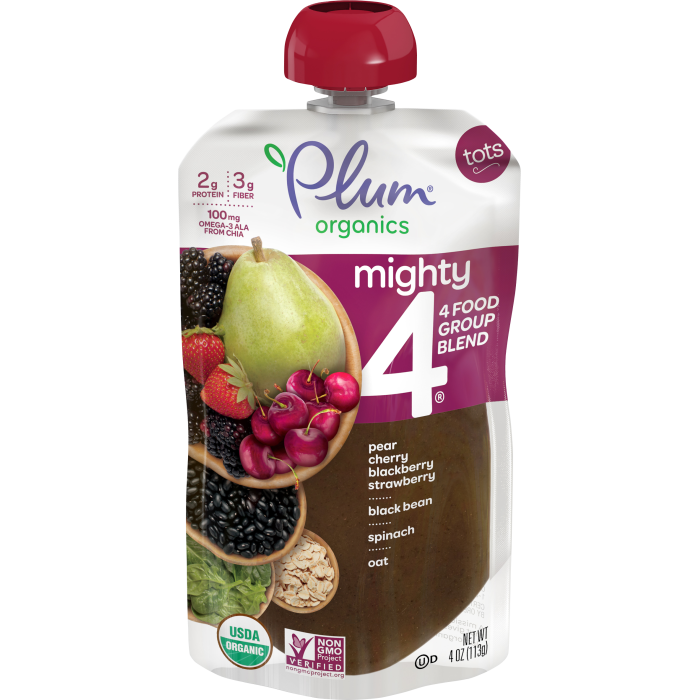 Blends Pear, Cherry, Blackberry, Strawberry, Black Bean, Spinach & Oat Tots Pouch