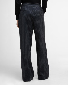Blakely Striped Wide-Leg Trousers Charcoal Pinstripe