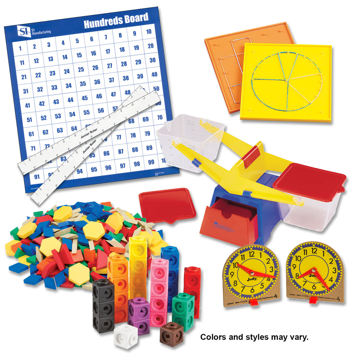 Saxon Math Manipulative Kit 1 (Plastic Pattern Block Upgrade, NO Optional Items)