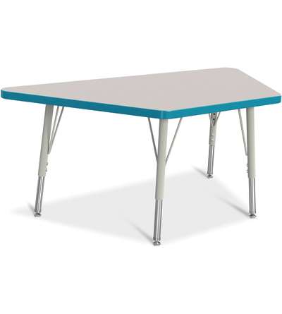 Berries® Trapezoid Activity Tables - 24" X 48", E-height - Gray/Teal/Gray