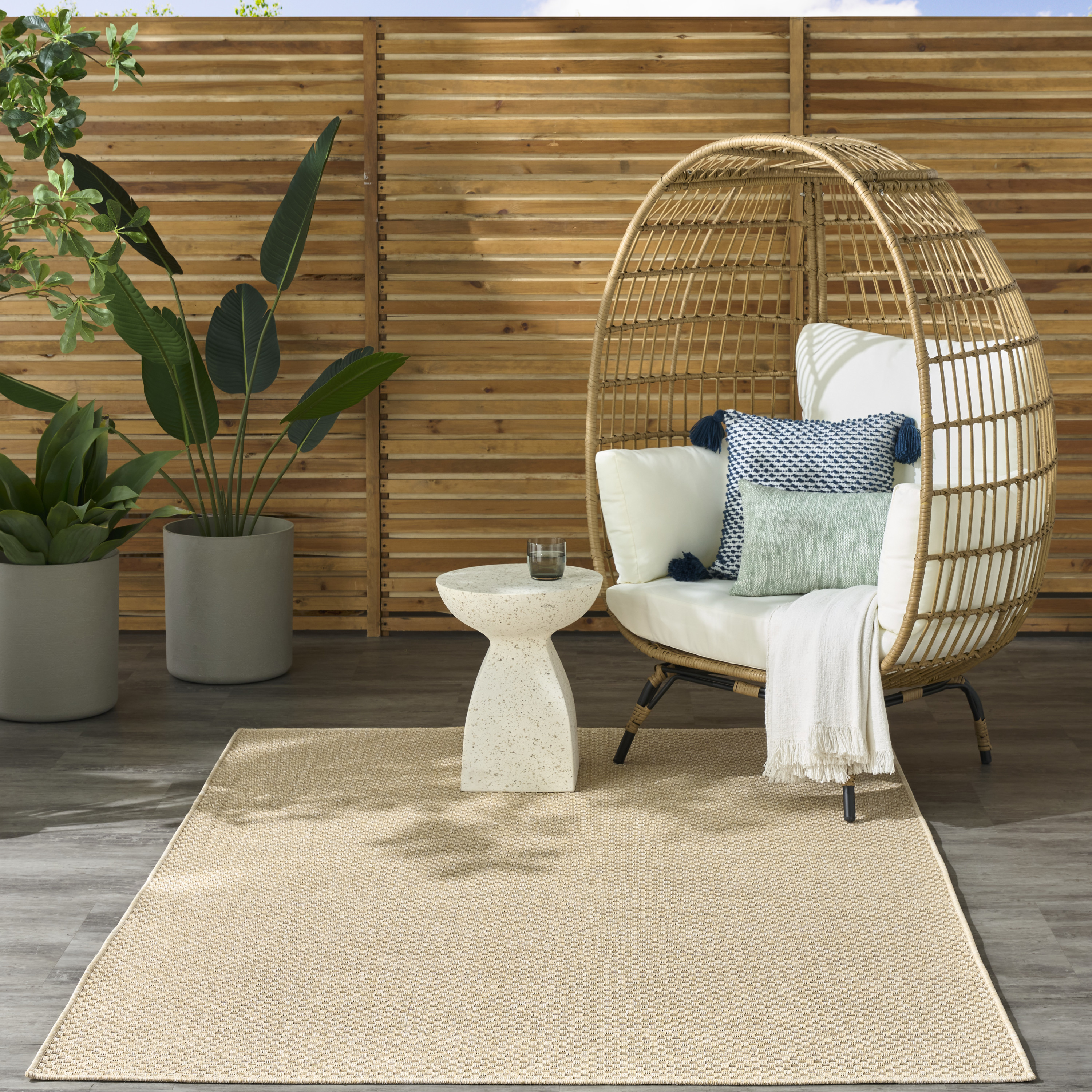 Nourison Tulum 6' x 9' Cream Outdoor Rug