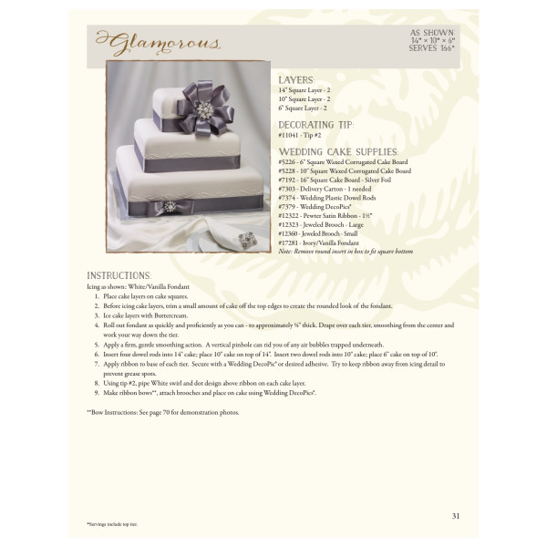 Glamorous Fondant Wedding Cake Decorating Instruction Card Decopac 