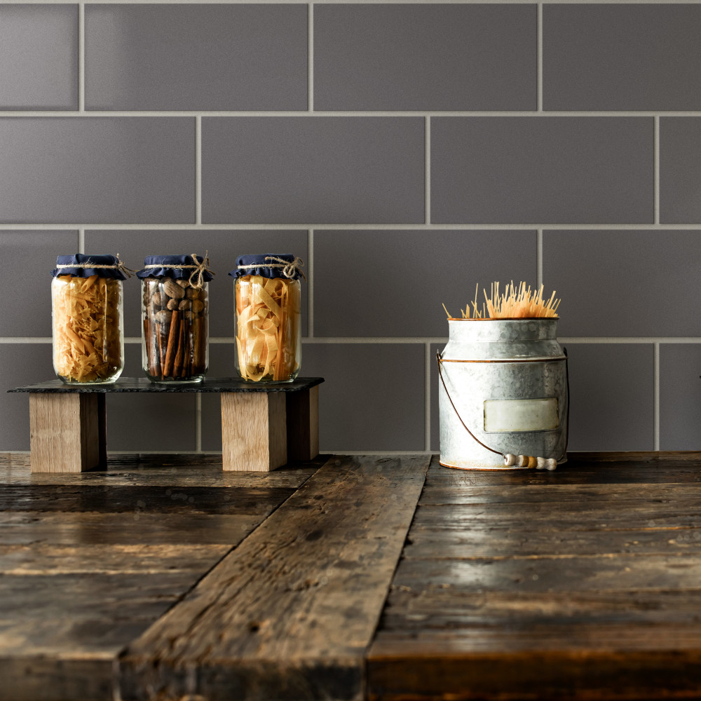 Piscina Glossy Dark Grey with BioTech 4-3/4 in. x 9-5/8 in. Porcelain Floor and Wall Tile
