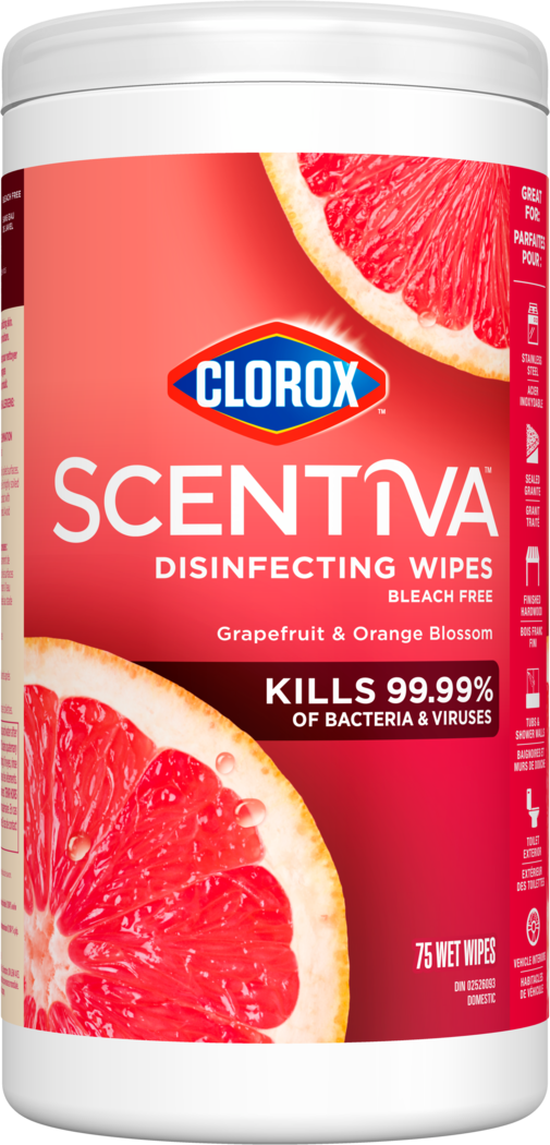 Scentiva™ Disinfecting Wipes, Bleach Free, Grapefruit & Orange Blossom, 75ct
