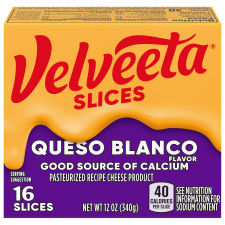 Velveeta Slices Queso Blanco Cheese, 16 ct Pack