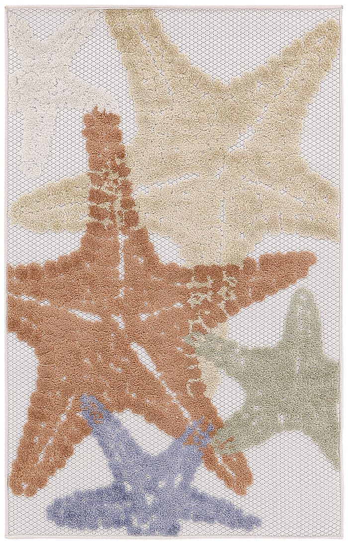Nourison Aloha 2'8" x 4' Ivory Multicolor Outdoor Rug