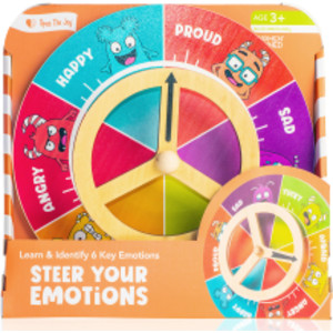 Steer Your Emotions Wheel, Wooden Emotional Regulation Steering Toy for Kids