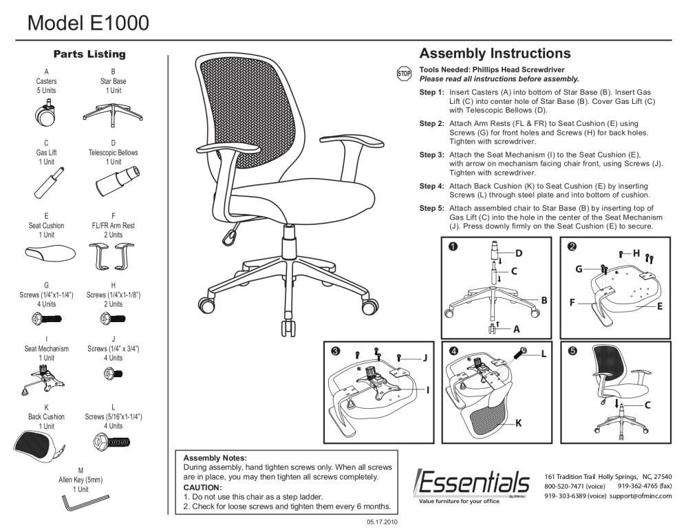 mainstays task office chair instructions