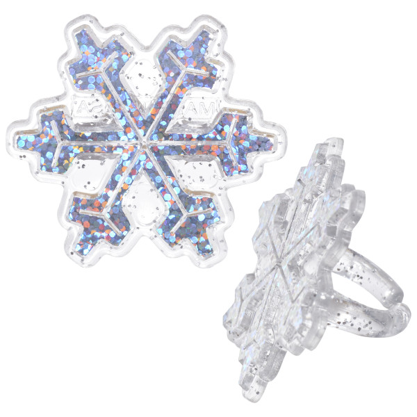 Holographic Glitter Snowflake Cupcake Rings