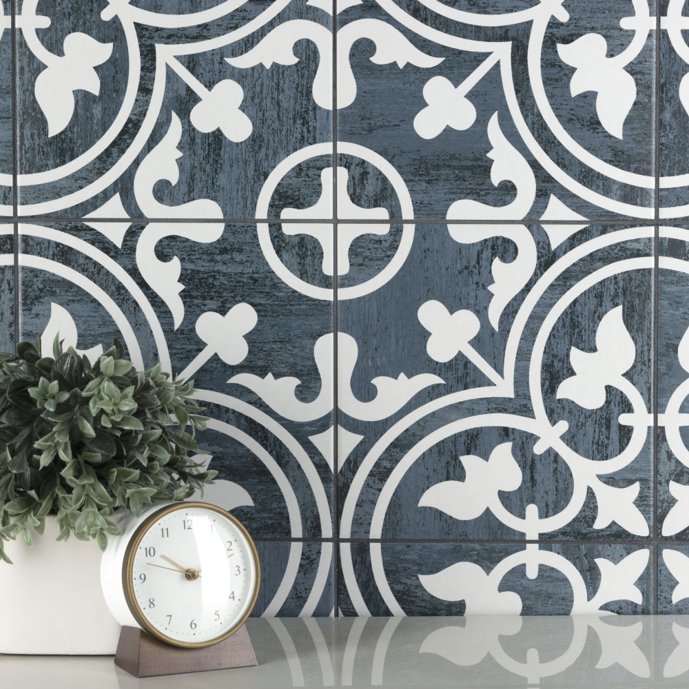 Cassis Arte Black Night 9-3/4 in. x 9-3/4 in. Porcelain Floor and Wall Tile