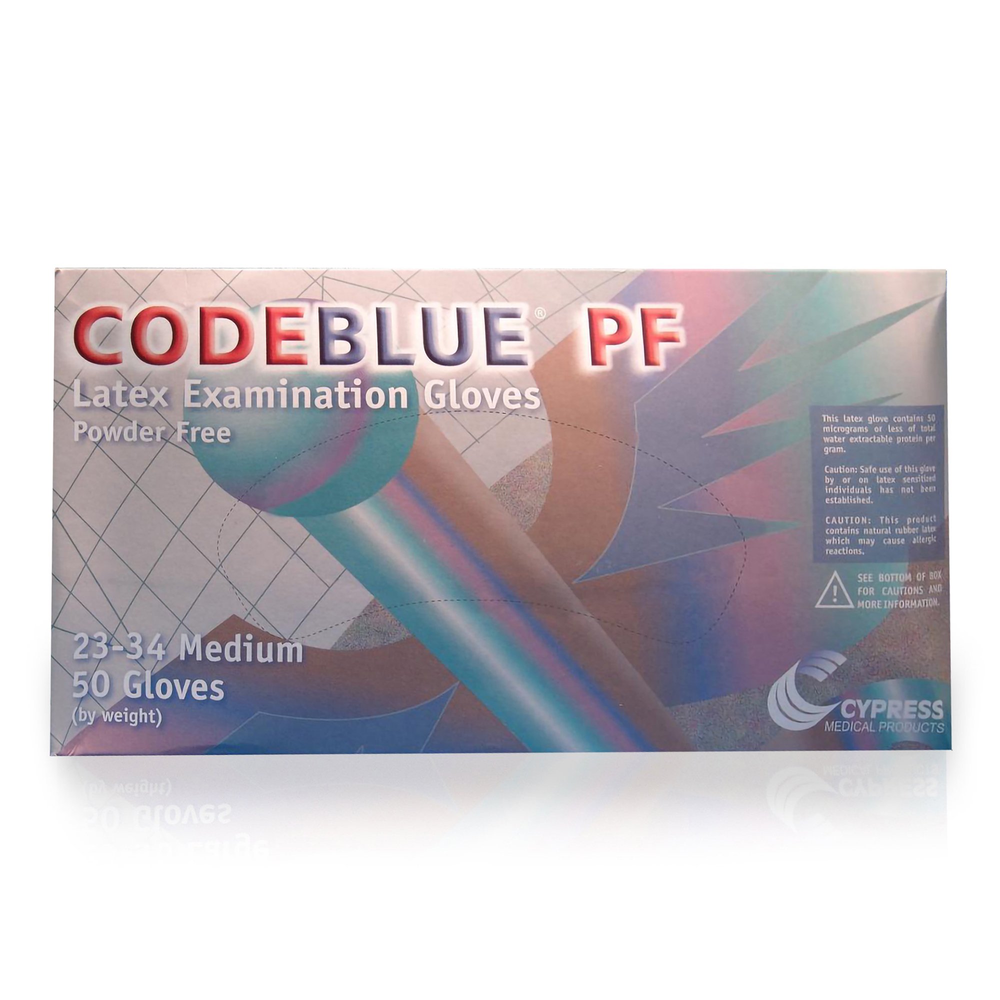CodeBlue PF Latex Extended Cuff Length Exam Glove, Medium, Blue MK 351988