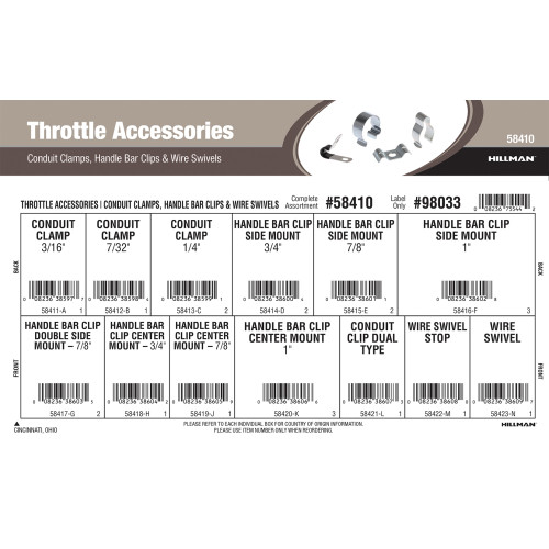 Throttle Accessories Assortment (Conduit Clamps, Handle Bar Clips, & Wire Swivels)