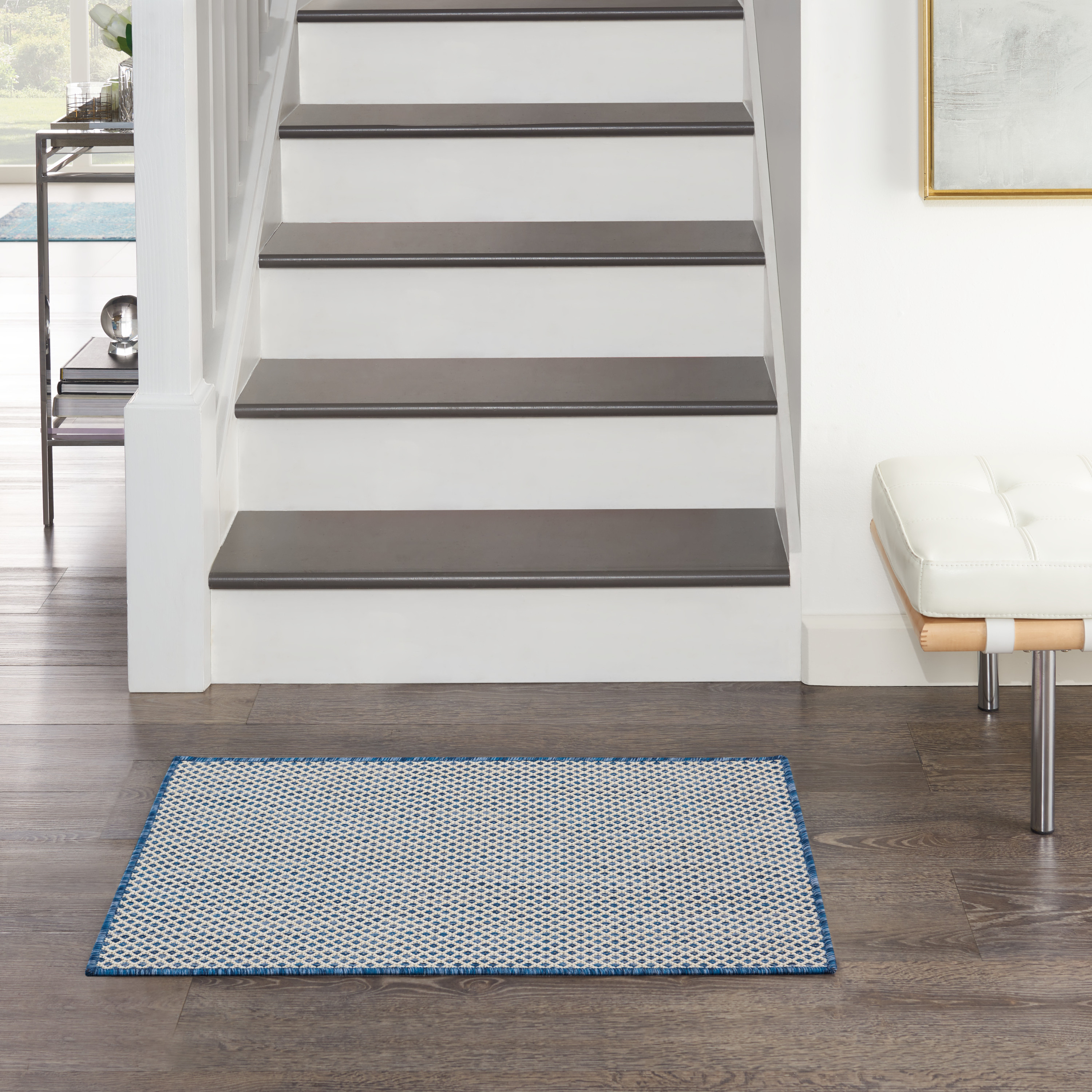 Nourison Courtyard 2' x 3' Ivory Blue Modern Rug