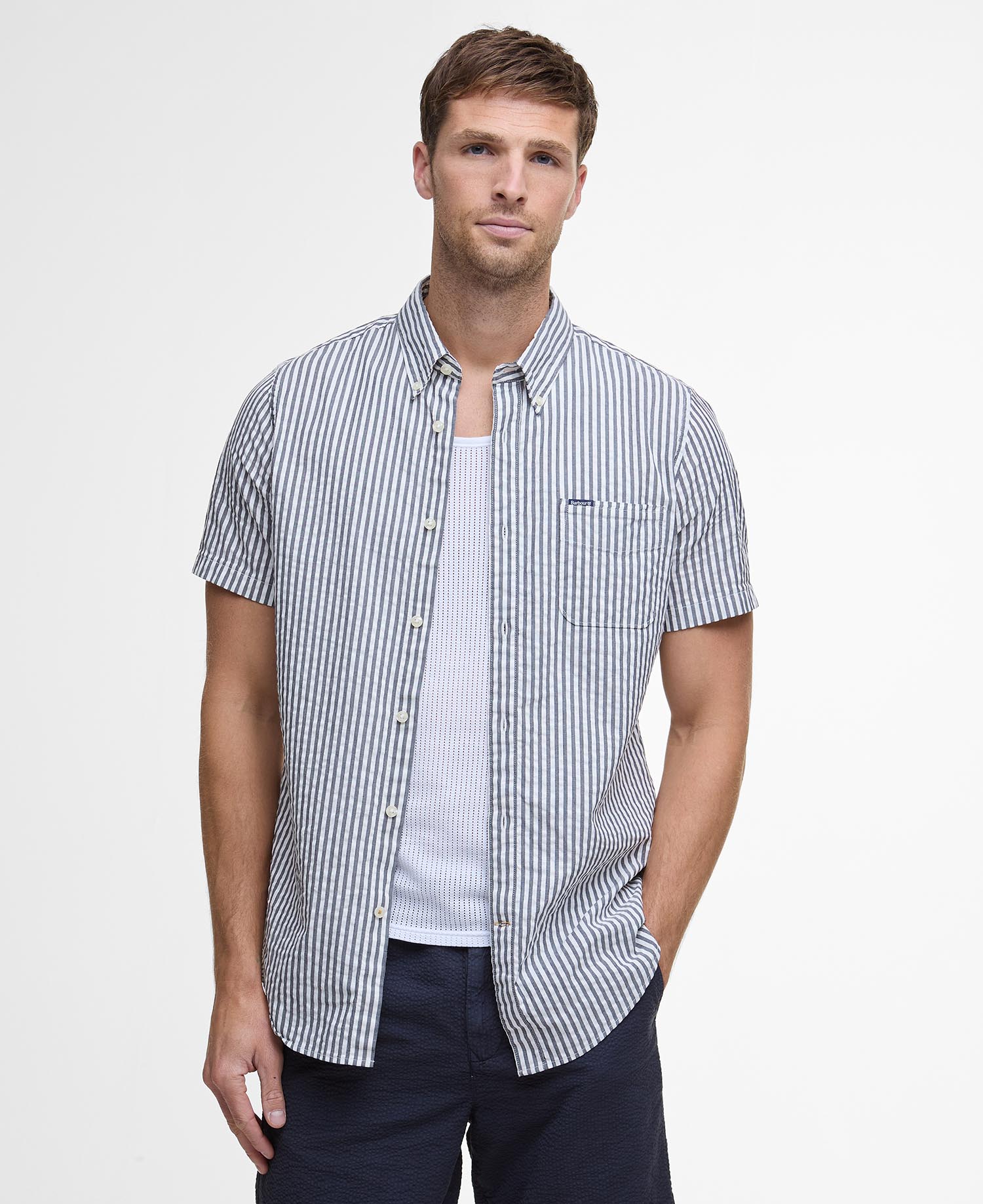 Camicia Cresswell a maniche corte in seersucker dalla vestibilità regular image number 0