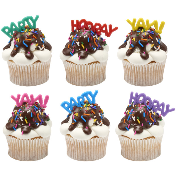 Mini Bright Balloon Words Cupcake Layon