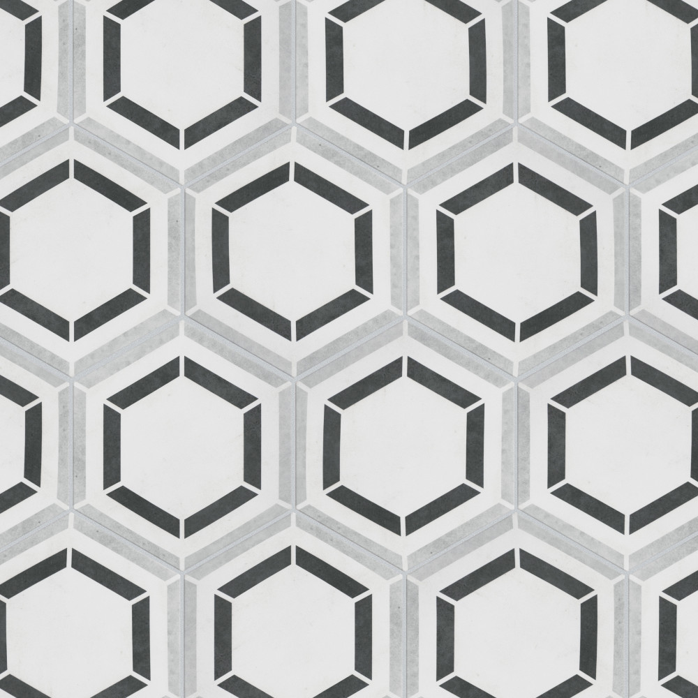 Coco Hex Geo Classic 7x8 Hexagon Porcelain Floor and Wall Digital Pattern