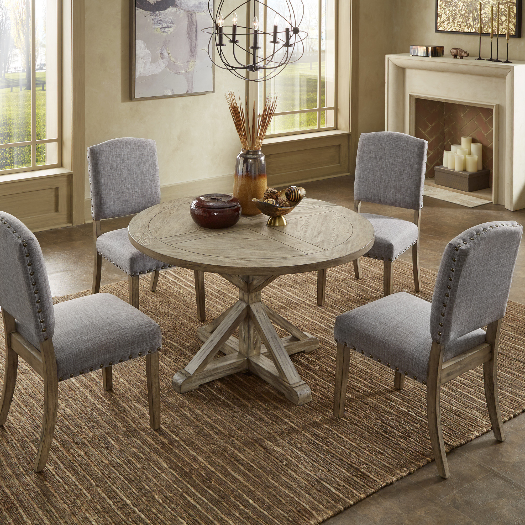 Wood Round 5-Piece Dining Set