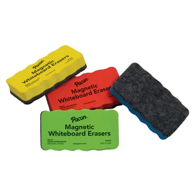 Pacon  Chalk and Whiteboard Eraser, Magnetic, 4 Assorted Colors,  2-1/4