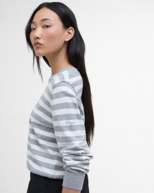 Lois Striped Crew Neck Jumper Cloud/Light Grey Marl Stripe