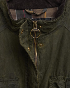 Barbour Re-Loved Defence Waxed Jacket - Size 18 Olive