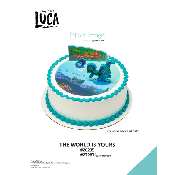 Disney and Pixar's Luca The World is Yours The Magic of Cakes® PhotoCake® Enhanced Round Background Page