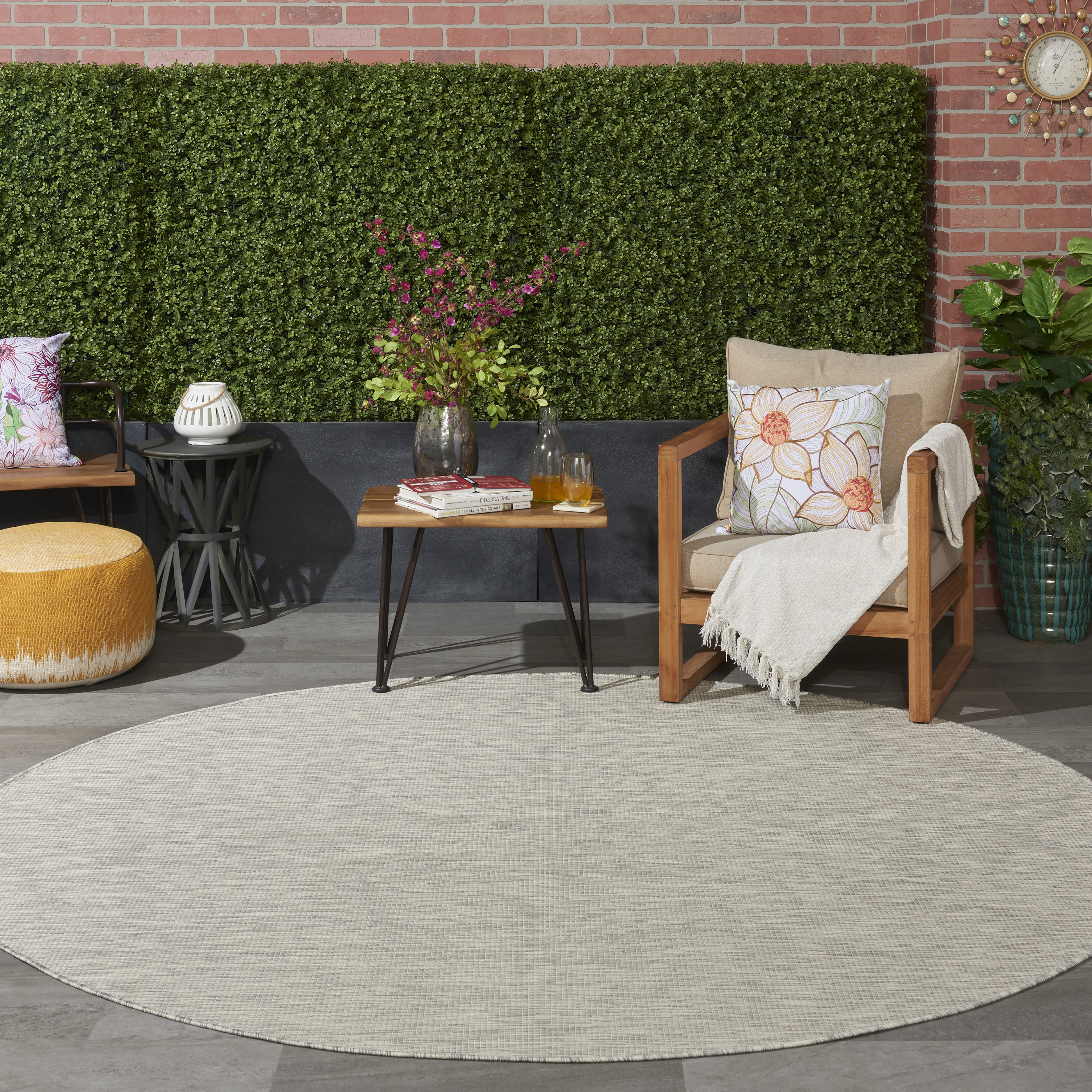Nourison Positano 8' x Round Light Grey Modern Rug