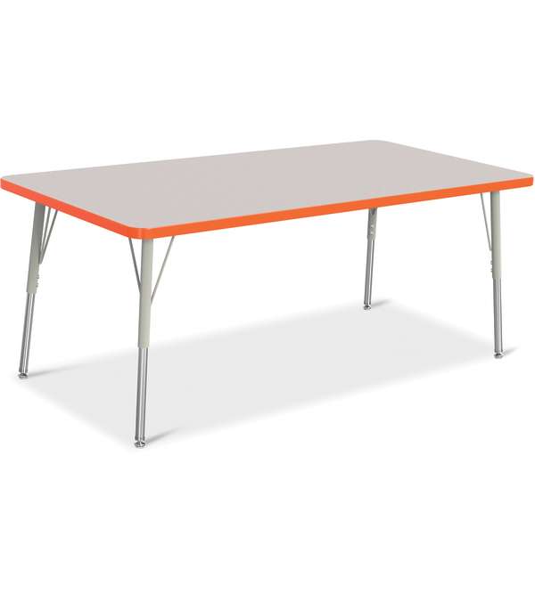 Berries® Rectangle Activity Table - 30" X 60", A-height - Gray/Orange/Gray