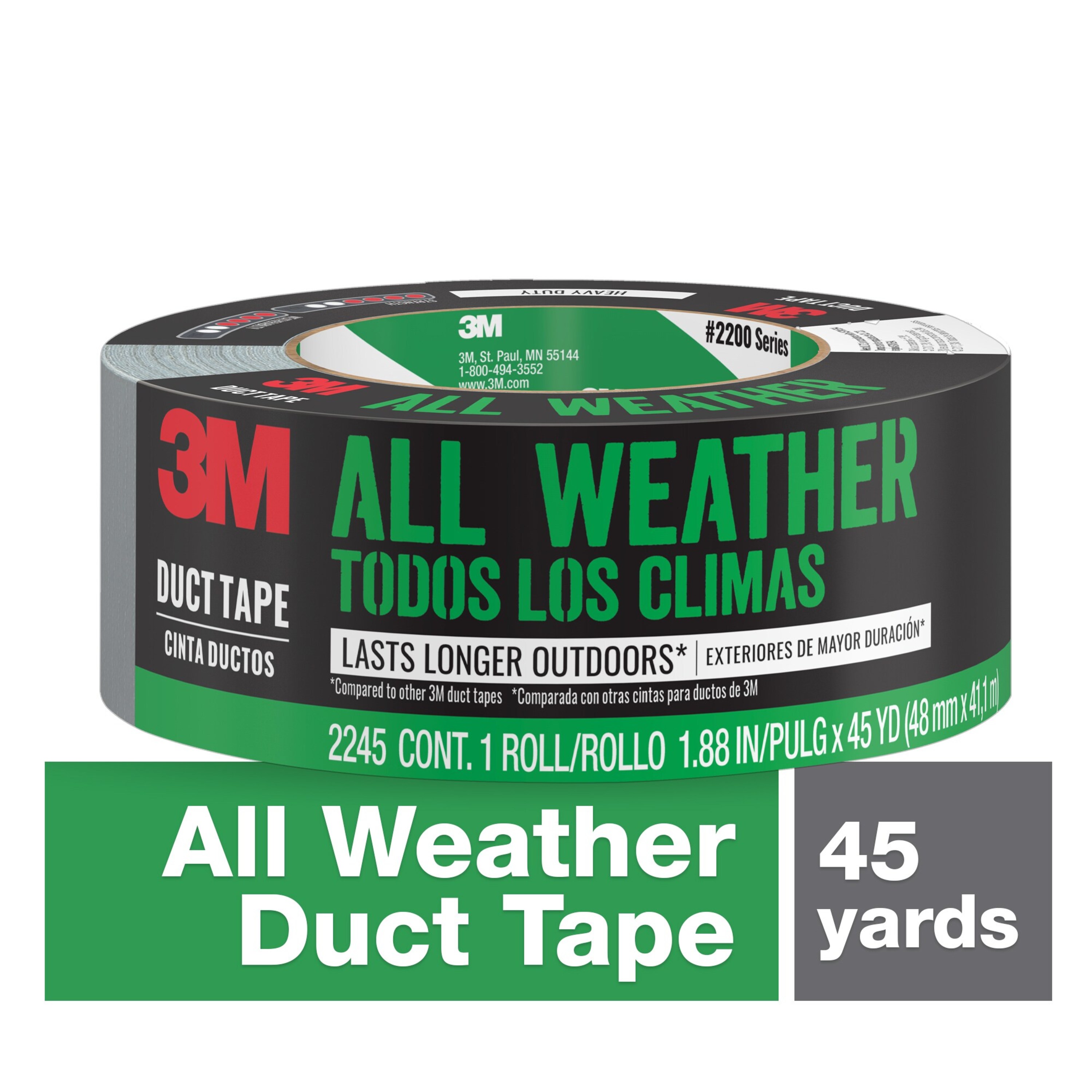 3M™ All-Weather Duct Tape, 2245-A, 1.88 in x 45 yd (48mm x 41,1m), 12
rls/cs