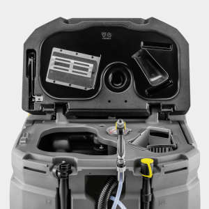 Karcher, B 260 RI BP, 2 SB, R100 Head w/ 36 V 390 Ah AGM Batteries, Shelf Charger, 60", Cylindrical, Ride-On Floor Scrubber