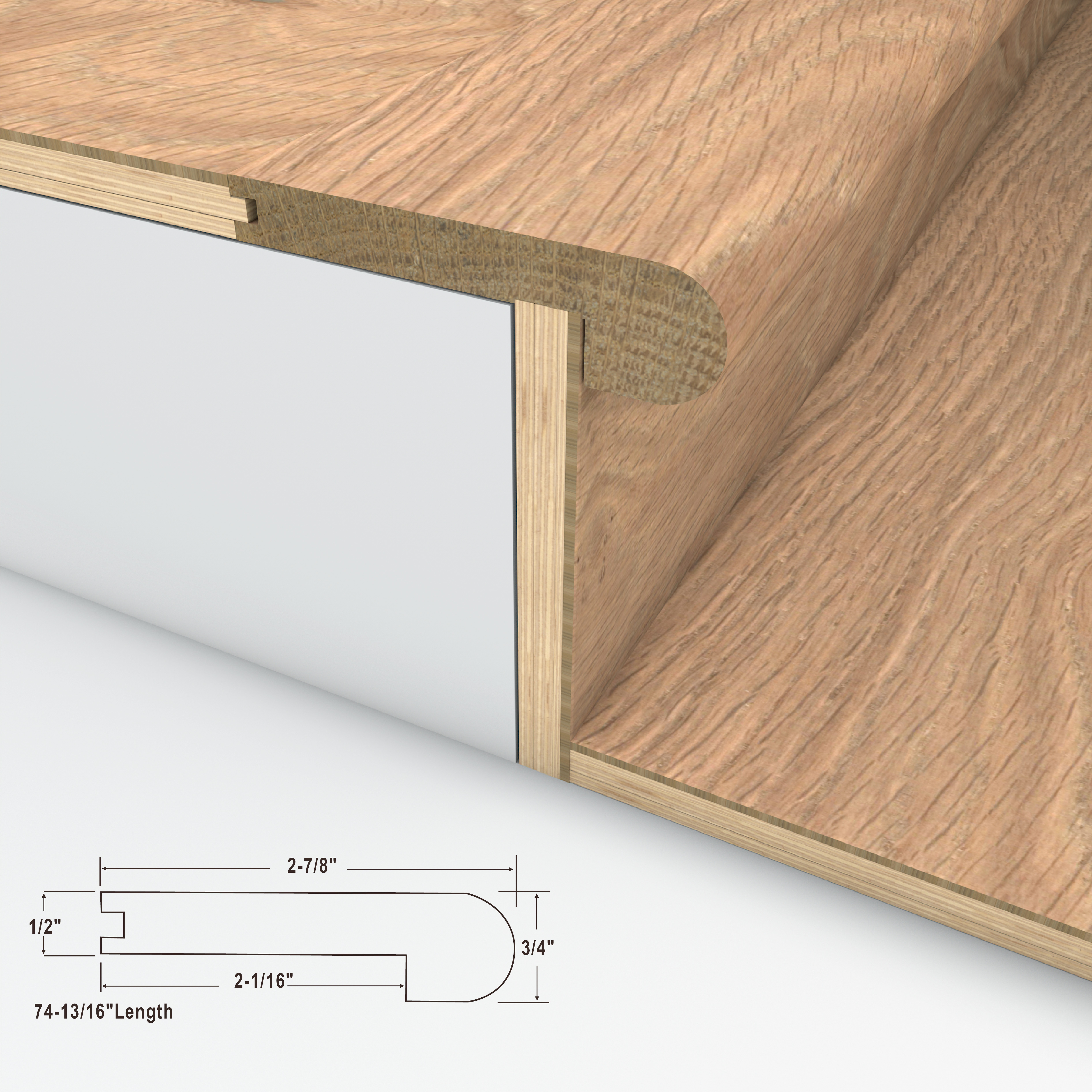 Champagne Sea Cali Hardwoods Stair Nosing Flush view 3