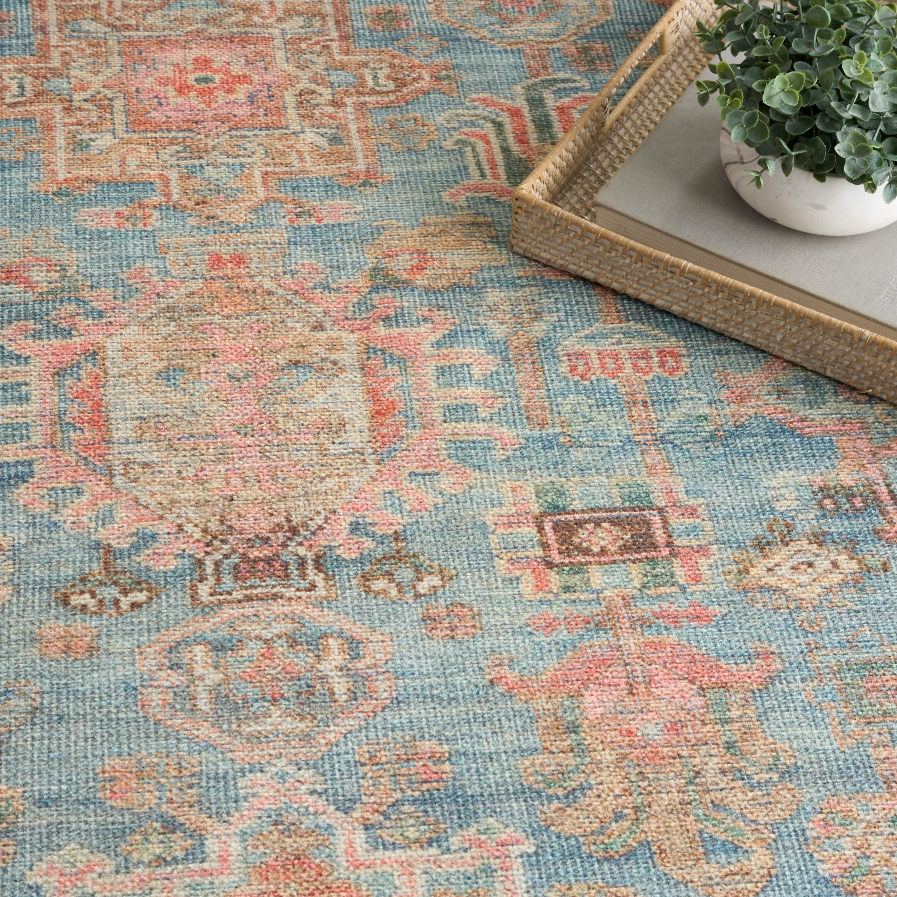 Nourison Vintage Washables 7'10" x 9'10" Navy Multicolor Vintage Indoor Rug