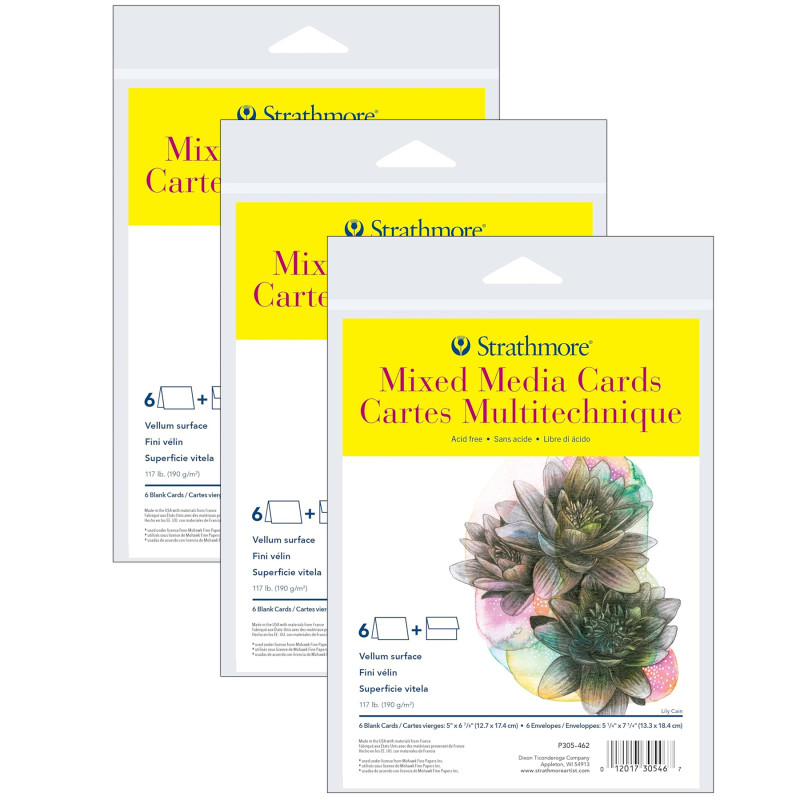 300 Series Mixed Media Cards & Envelopes, Full Size, 5x6.875 inch, 6 Per Pack, 3 Packs