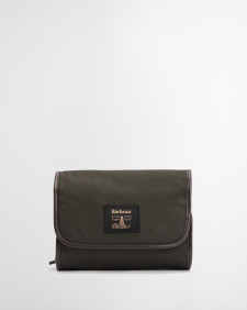 Waxed Hanging Washbag Olive/Beacon