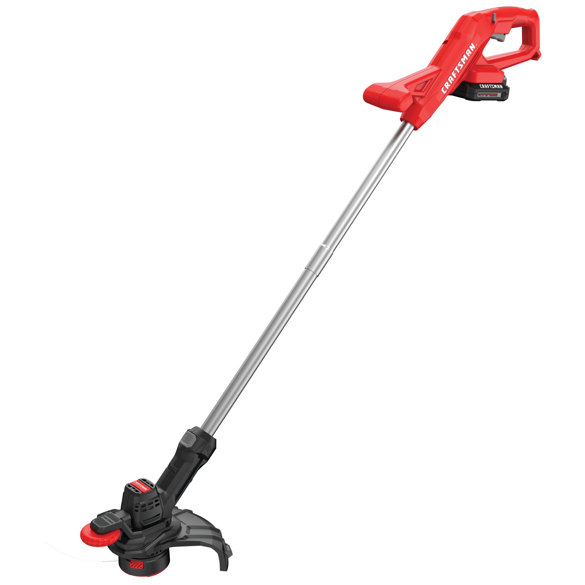 Right profile of 20 volt cordless 10 inch weedwacker string trimmer and edger.